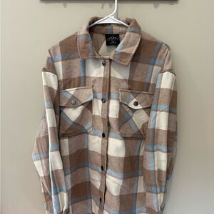 HFX Brown and Blue Plaid Shirt/Jacket